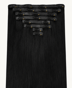Remy Clip-In Echthaar Extensions in Jet Black, glatt