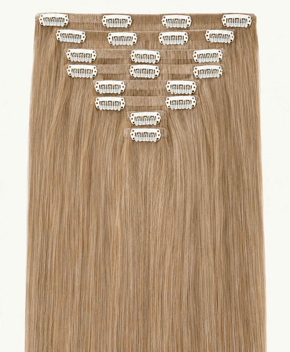 Remy Clip-In Echthaar Extensions in Dark Blonde, glatt
