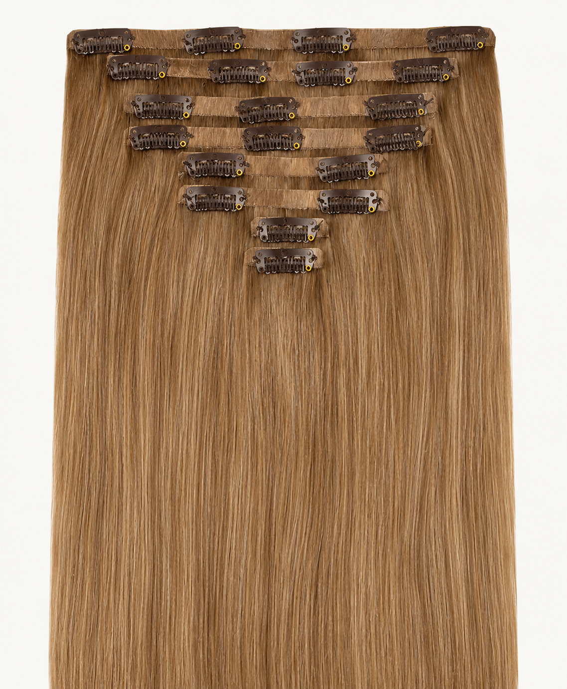 Remy Clip-In Echthaar Extensions in Light Golden Brown, glatt