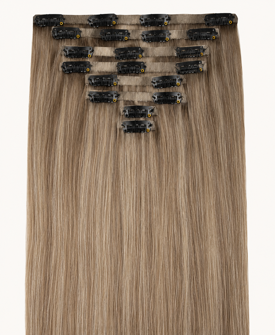 Remy Clip-In Echthaar Extensions in Dark Ash Blonde, glatt