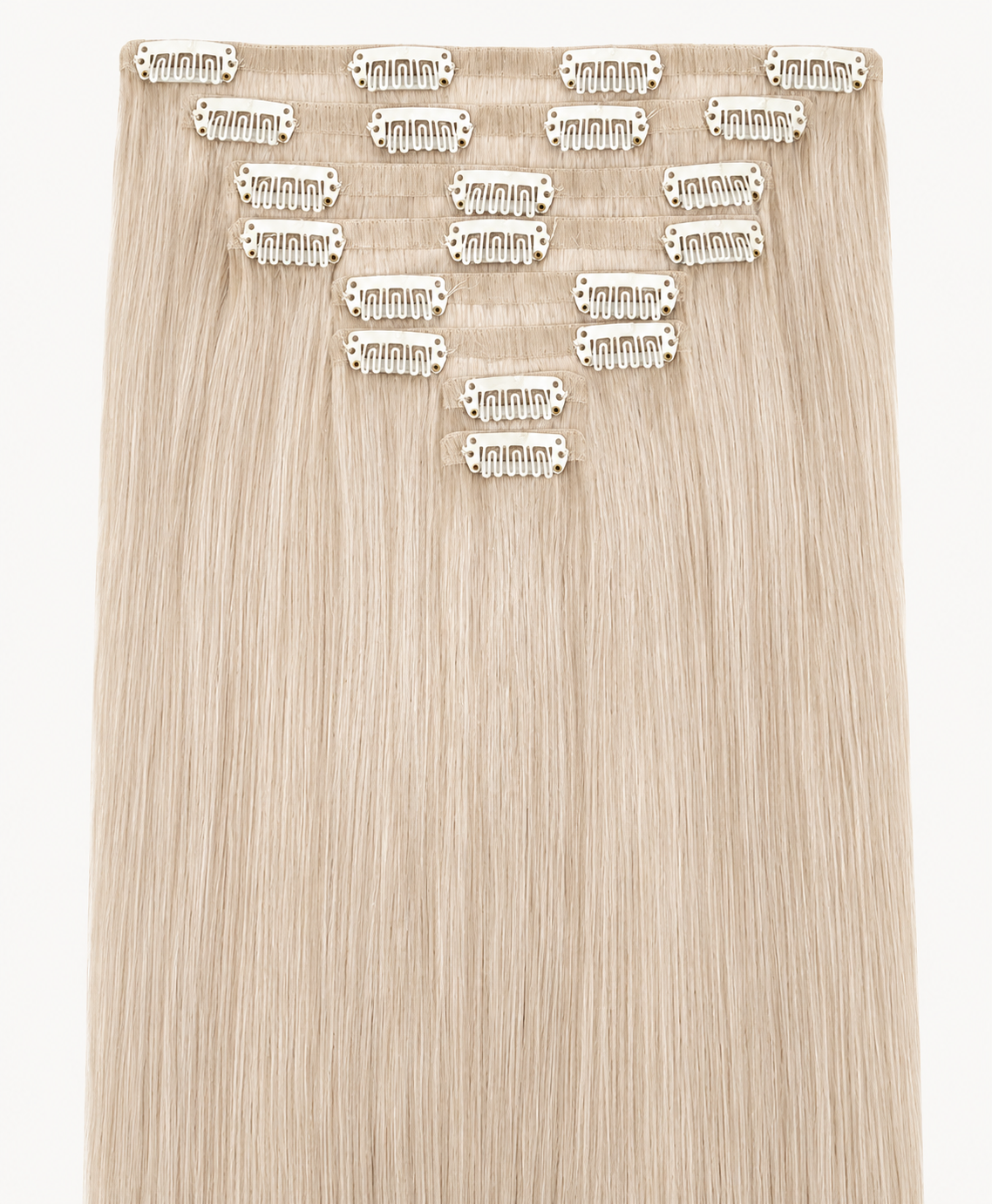 Remy Clip-In Echthaar Extensions in Light Ash Blonde, glatt