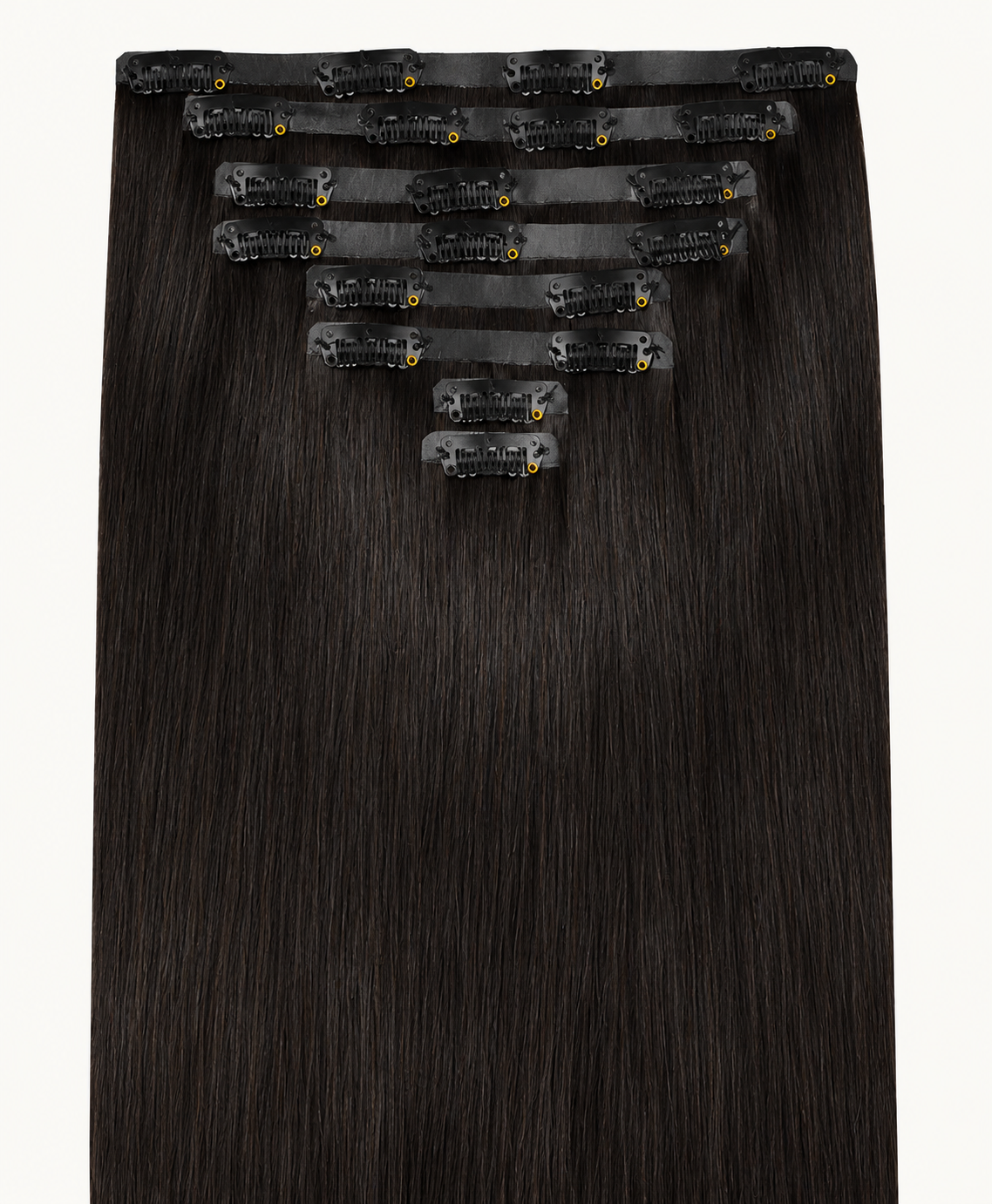 Remy Clip-In Echthaar Extensions in Natural Black, glatt