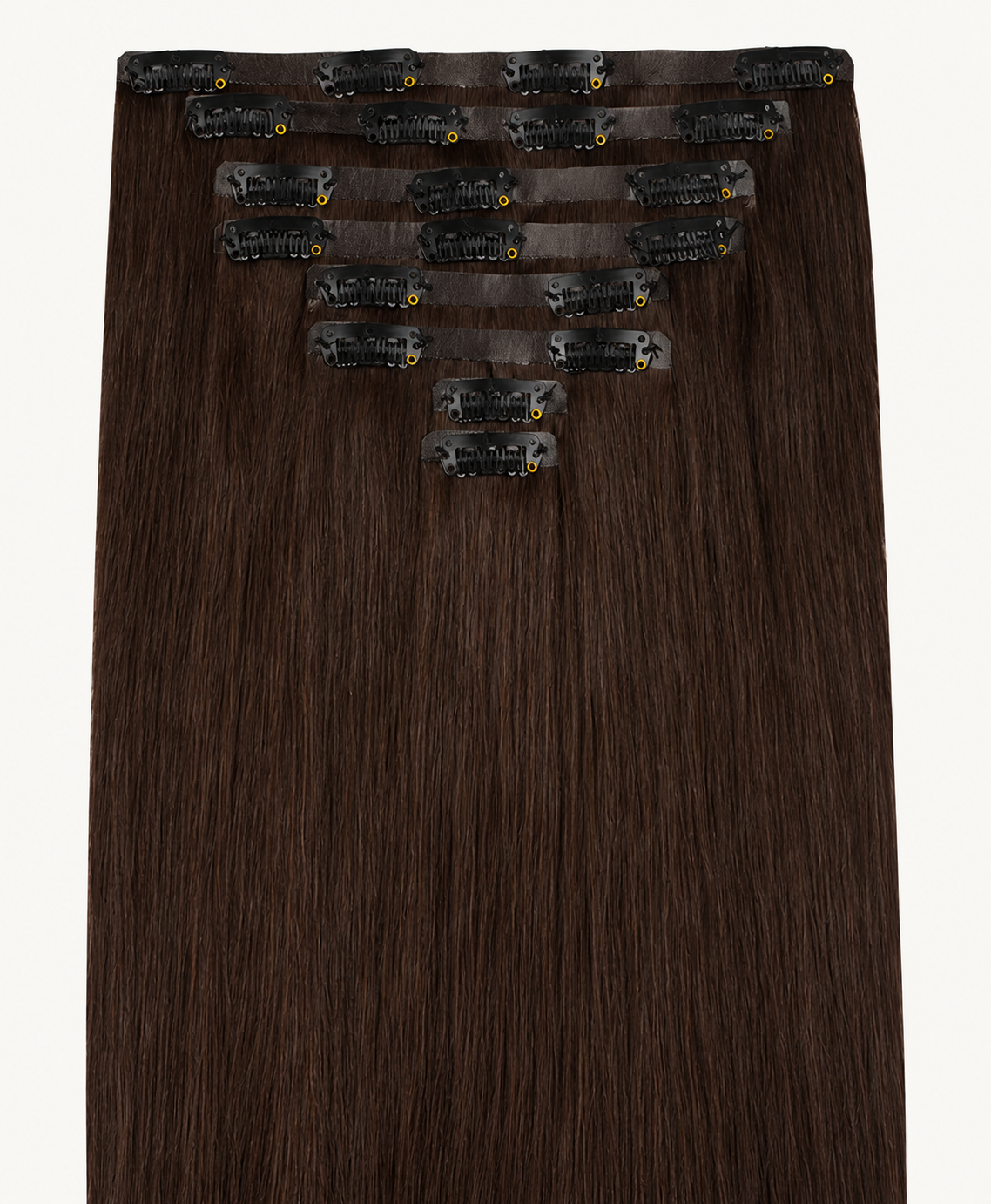 Remy Clip-In Echthaar Extensions in Dark Brown, glatt