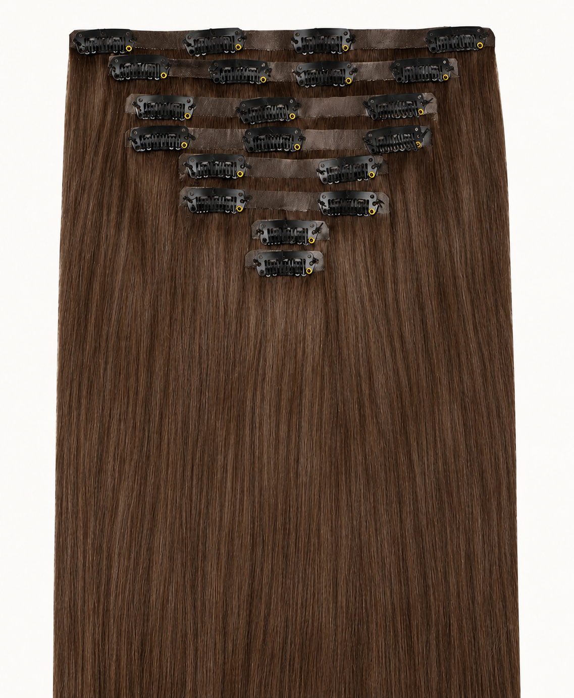 Remy Clip-In Echthaar Extensions in Medium Brown, glatt