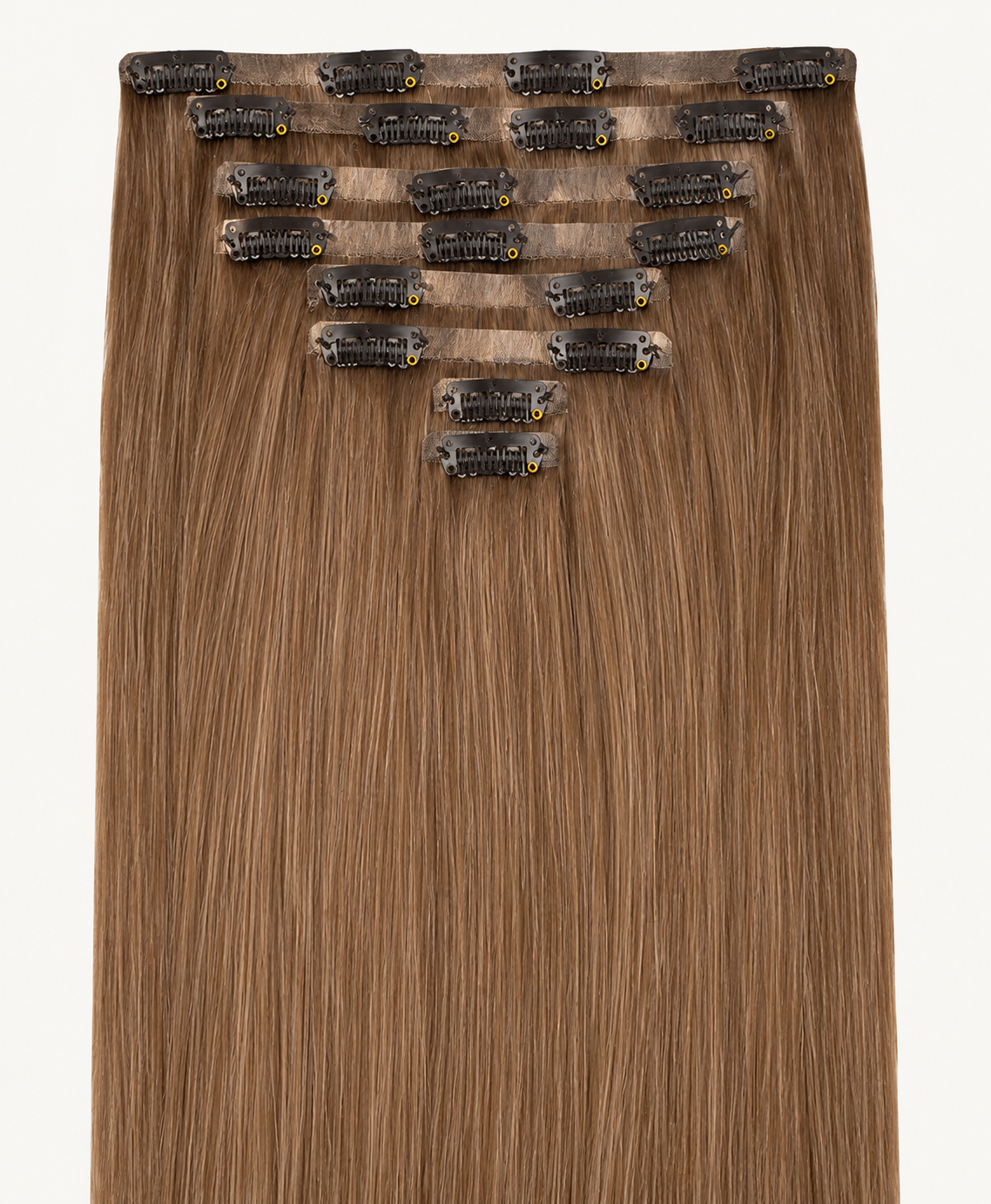 Remy Clip-In Echthaar Extensions in Light Brown, glatt
