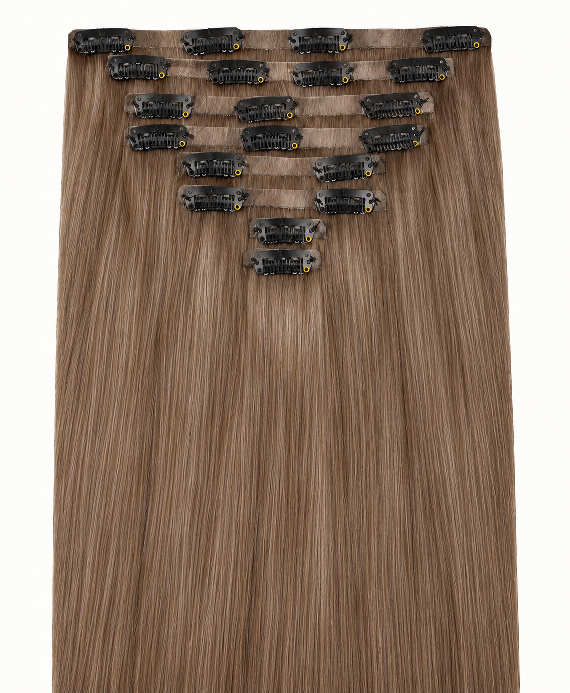 Remy Clip-In Echthaar Extensions in Light Ash Brown, glatt