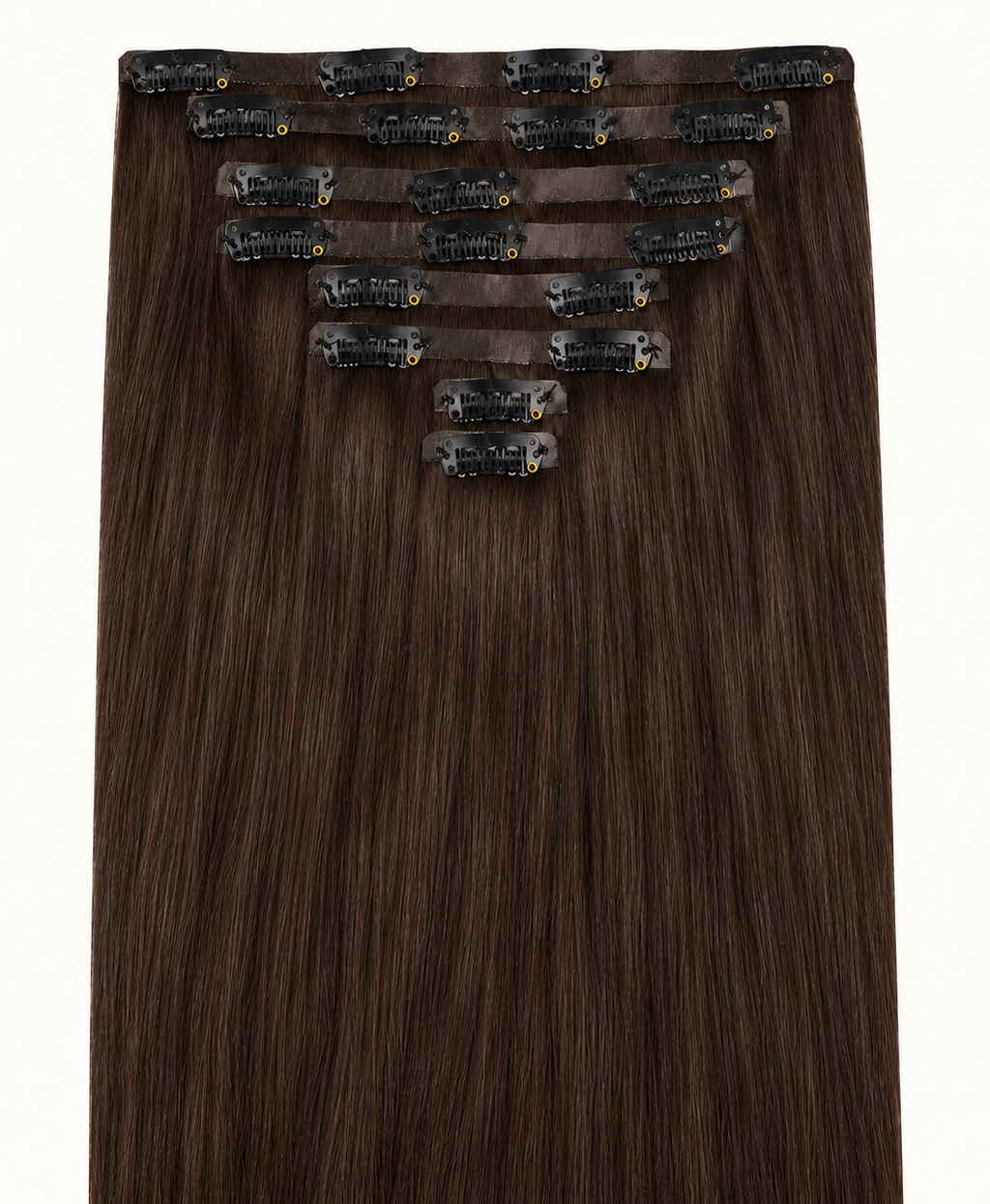 Remy Clip-In Echthaar Extensions in Natural Dark Brown, glatt