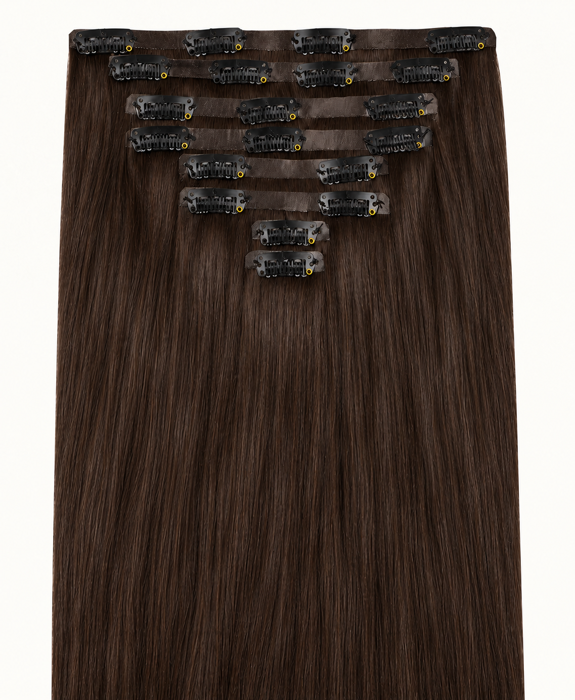 Remy Clip-In Echthaar Extensions in Natural Dark Brown, glatt