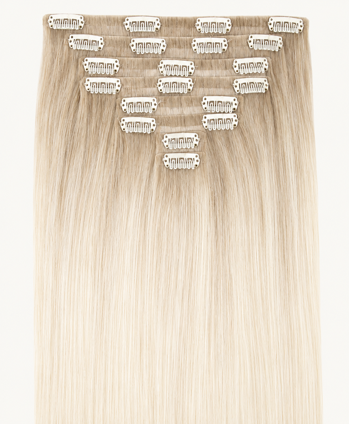 Remy Clip-In Echthaar Extensions in Ash Platinum, glatt